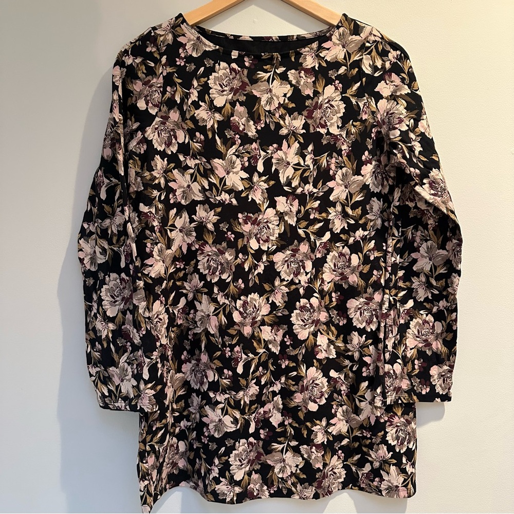 J. Jill Luxe‎ Supima Split‑Sleeve Tunic Women’s Small | Floral Print Top